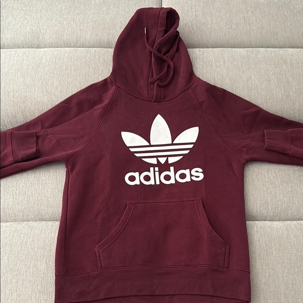 Adidas Maroon Hoodie with White Logo